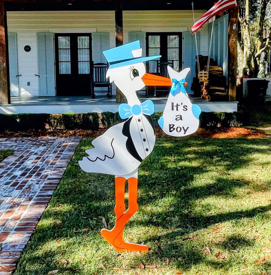 Blue Stork Sign with Generic Bundle - It's a Boy, Amelia Island, Jacksonville (FL), St Mary's (GA)