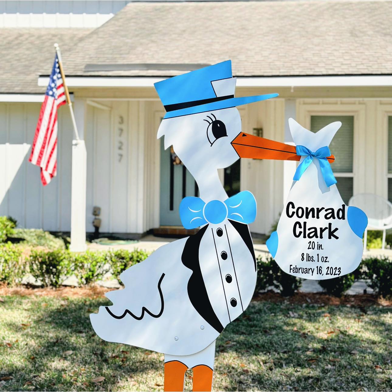 Blue Stork Sign with Personalized Bundle, Amelia Island, Jacksonville (FL), St Mary's (GA)