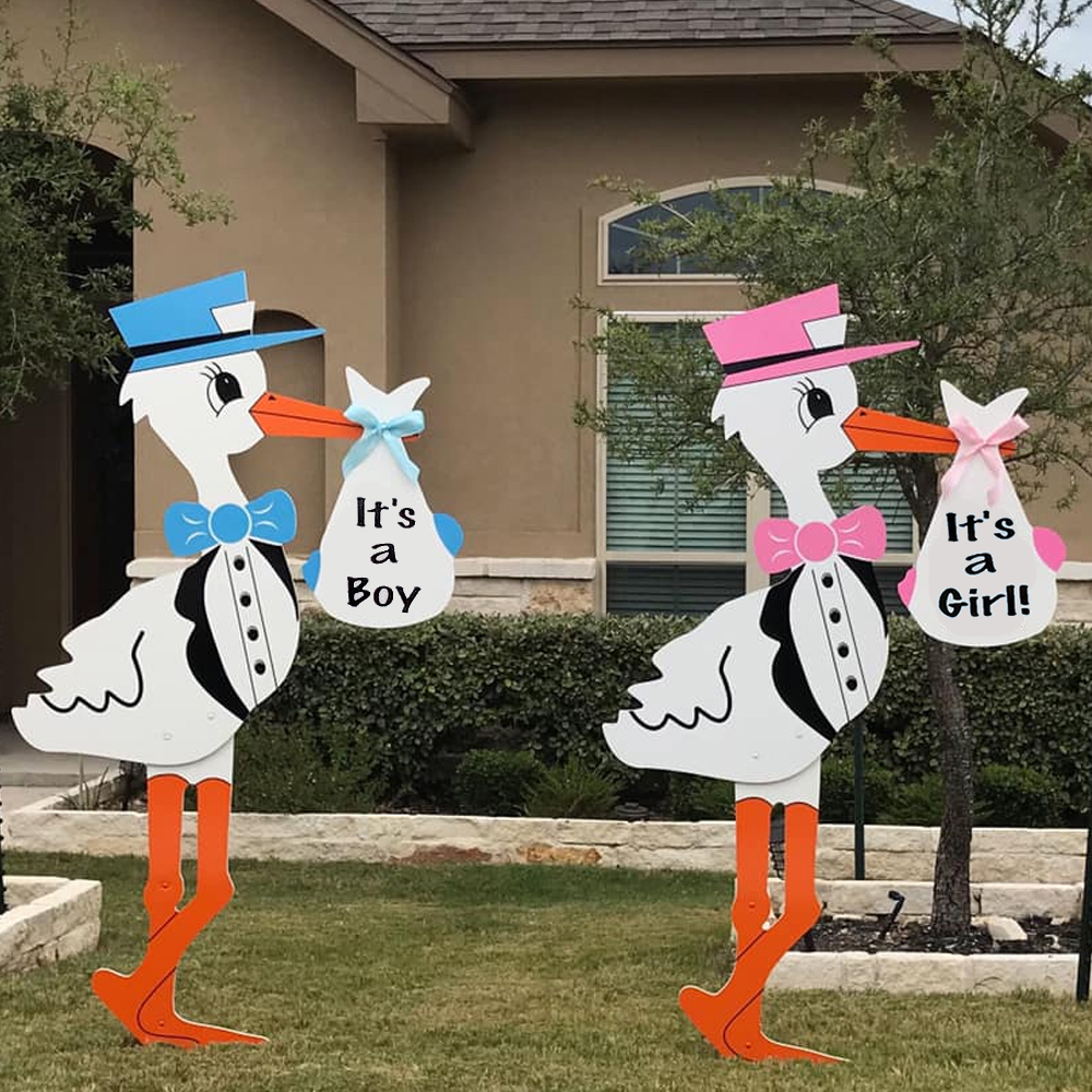 Pink and Blue Stork Sign with Generic Bundles for Twins, Amelia Island, Jacksonville (FL), St Mary's (GA)